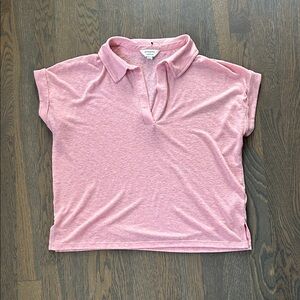 Pink Collared Short Sleeve Top